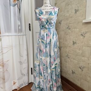 Band Of Outsiders Pastel Patterned Silk Maxi Dress